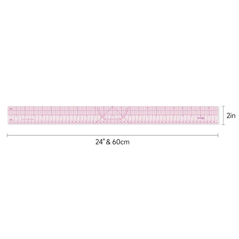 KEARING Clear Sewing Graph Fashion Design Ruler, Sandwich Line, 2 x 24 & 60cm, Transparent Pattern Grading Dress Making Ruler for Sewing Quilting Design - Image 2
